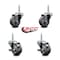 Service Caster 3 Inch Thermoplastic  Rubber Wheel Swivel 58 Inch Threaded Stem Caster Set 2 Brakes SCC SCC-TS20S314-TPRB-58212-2-TLB-2 - alternate 4